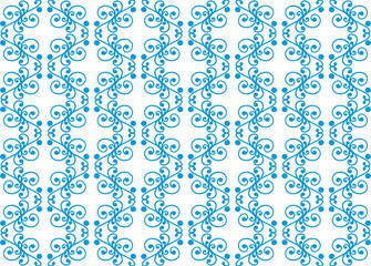 seamless pattern with blue flowers, white and blue drawing flower as repeat pattern on blue background, vector, replete pattern image designed for fabric printing