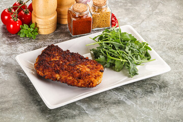 Tasty roasted breaded meat schnitzel