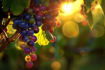 Sun grapes. Grapes ripening in the grapevine in the sun .