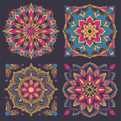 Round colorful mandala, Floral vector illustration
