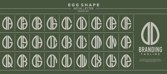 Collection of food egg shape letter O OO logo, number 0 00 design