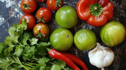 Ingredients for tomatillo salsa
