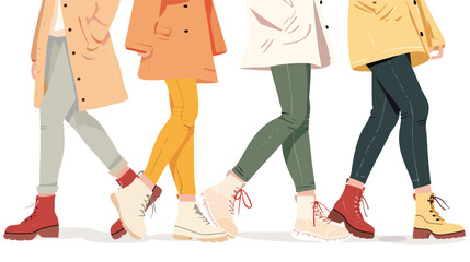 Fototapeta na wymiar Set of Four woman legs in trendy shoes shopping banner