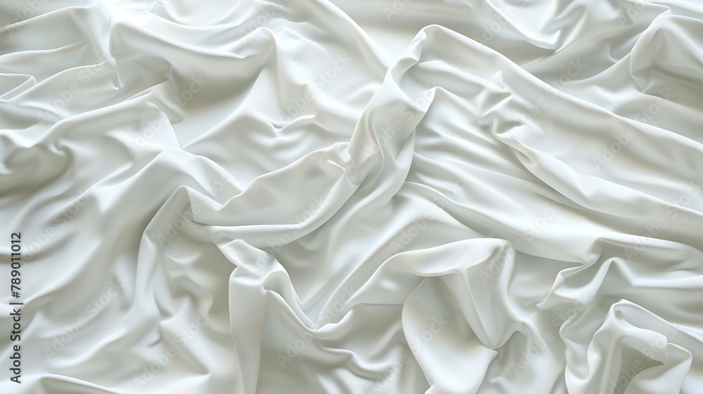 Poster abstract pattern of white crumpled bed sheet white wrinkled fabric texture rippled surface close up 