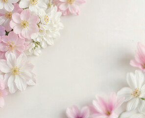 Naklejka na ściany i meble Soft pink and white flowers in full bloom create a beautiful floral background