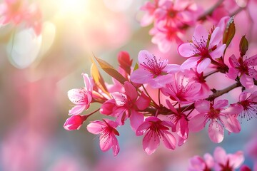 Spring flowers. Beautiful pink tree flowers in spring .
