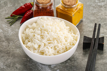 Steamed Basmati rice in the bowl