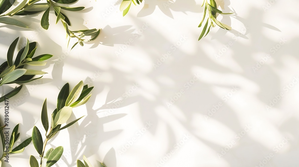 Aufkleber summer stationery blank business card mockup scene horizontal greeting card with blooming green oliv