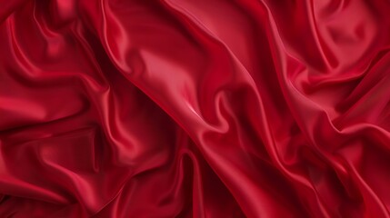 Obraz premium Red silk satin Luxury background with space for design Banner Wide Long Panoramic Flat lay top view table Template Christmas New Year : Generative AI