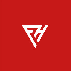 FH monogram logo in triangle shape. - obrazy, fototapety, plakaty