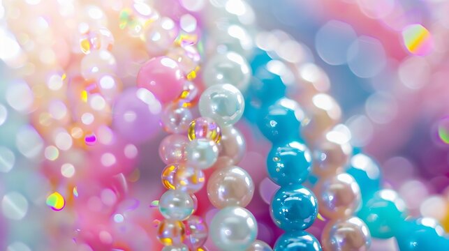 Kids handmade beaded jewelry Necklaces and bracelets made from multicolored beads and pearls DIY bracelet beads Childrens needlework Creativity and hobby Art activity for kids : Generative AI