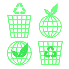 Ecology icons. Universal recycling symbols isolated on white background.