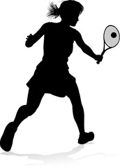 A tennis player woman silhouette sports person design element