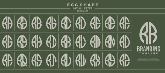 Collection of food egg shape initial letter R RR logo design - obrazy, fototapety, plakaty