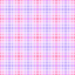 Seamless checkcered plaid tartan pattern blue pink white background - 789013479