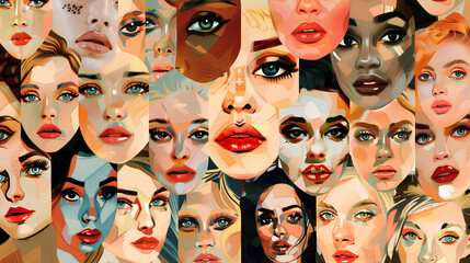 Art of a woman's head collage on many 