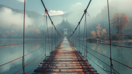 Bridge connecting two places across a body of water.