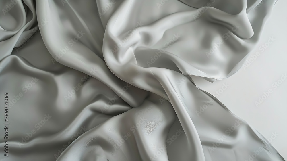 Aufkleber top view with gray kitchen napkin isolated on table background Folded cloth for mockup with copy space Flat lay Minimal style : Generative AI