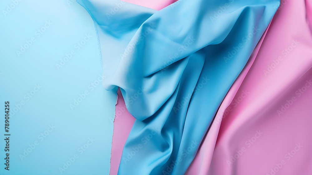 Poster top view with blue kitchen napkin isolated on table background Folded cloth for mockup with copy space Flat lay Minimal style : Generative AI