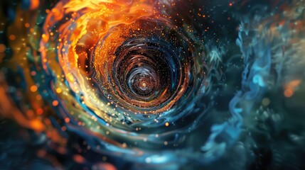 Hypnotic whirlpool of color and texture drawing the viewer into a vortex of abstract sensation and perception. 8k, realistic, full ultra HD, high resolution, and cinematic