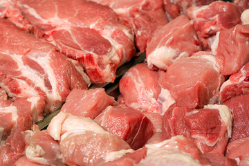 Close-up of raw fresh pork meat
