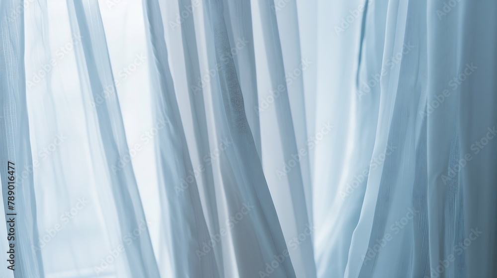 Aufkleber Close up of a sheer white window curtains Abstract interior scene : Generative AI