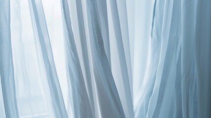 Fototapeta premium Close up of a sheer white window curtains Abstract interior scene : Generative AI