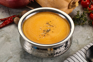 Vegetarian Pumpkin soup with spices
