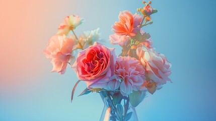 Close up shot of flowers arranged in a vase : Generative AI - obrazy, fototapety, plakaty