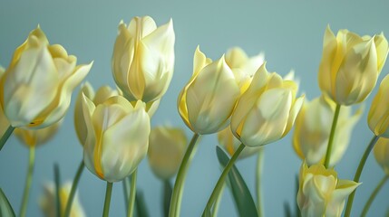 Tulips flowers  yellowblue  Floral background  Closeup Nature : Generative AI
