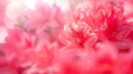 Poster blurry bright summer floral background flower texture bright colorful azalea background red azalea flowers closeup pink flowers closeup flower background flowery summer texture for bac : Generative AI © Generative AI