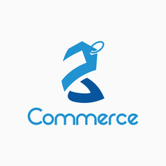 the letter c logo forms a product label representing commerce
