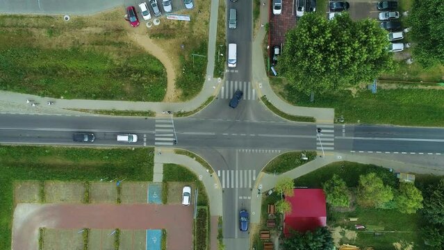 Centrum Crossroad Lukecin Skrzyzowanie Aerial View Poland