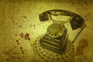 Old grunge vintage Dial Phone on white isolated