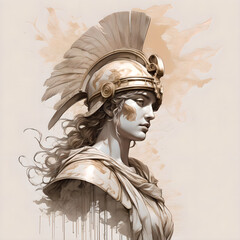 Athena, goddess of just war. A beautiful sculpture of a Greek goddess.