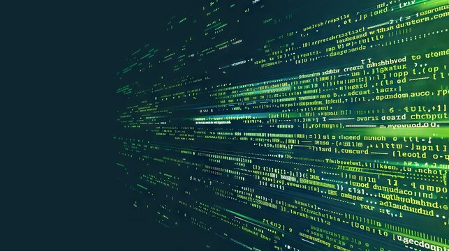 Detailed vector illustration of html code on computer screen - conceptual representation of web development and programming languages