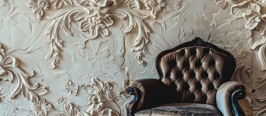 Detailed view of textured wallpaper in vintage decor - obrazy, fototapety, plakaty