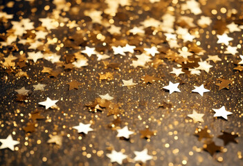 confetti stars Golden square star gold background christmas holiday season advent new year sylvester tight festive decoration merry gloss glister sparkle card commer - obrazy, fototapety, plakaty