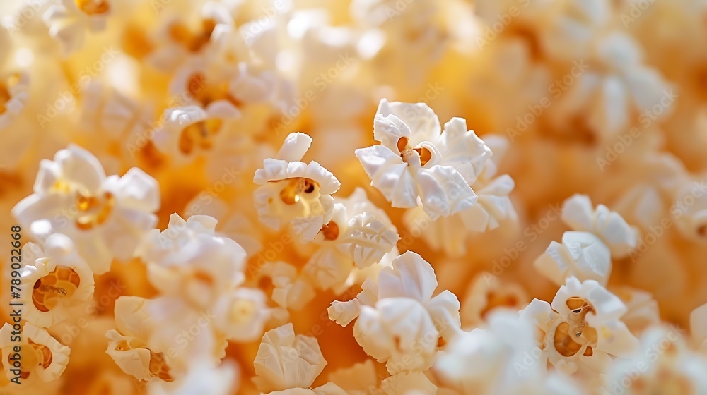 Aufkleber Beautiful background of popcorn for various uses Popcorn kernels in defocused spiral closeup Food texture pattern High quality photo : Generative AI