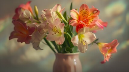 Obraz premium Close up shot of flowers arranged in a vase : Generative AI