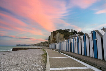 Yport, wooden beach cabins