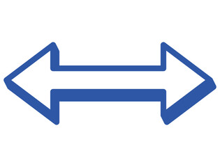 立体的な両矢印のアイコン　左右矢印　ダブル　白青