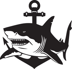 Shark and anchor symbols in black on white