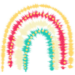 Scandinavian boho rainbows with hearts and love in pastel colors. Hand drawn element for nursery decoration, baby shower, birthday, children's party, poster, invitation, postcard, clothes