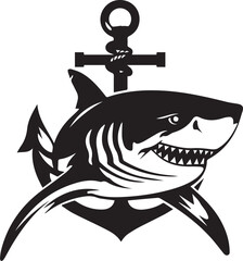 Shark and anchor symbols in black on white