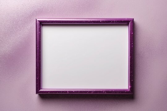 Purple sparkly frame lying on a matching purple glitter background creates a playful and fancy display