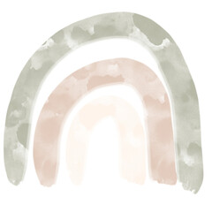 Scandinavian boho rainbows with hearts and love in pastel colors. Hand drawn element for nursery decoration, baby shower, birthday, children's party, poster, invitation, postcard, clothes