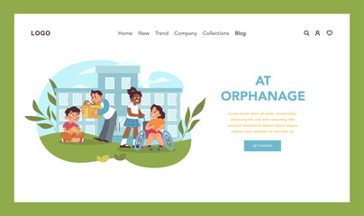 Orphan support concept. Vector illustration