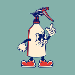 Retro character design of the spray bottle