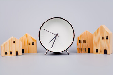 Time and houses, the time period for building a house and living in a house, charcoal pictures,...